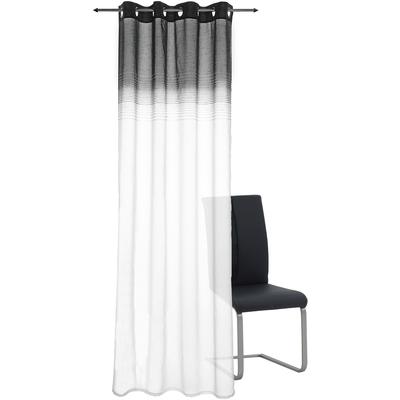 Gardine DECOLIFE "Nora, 1 Stück, Ösen, halbtransparent, Farbverlauf" Gr. 1, grau (anthrazit, weiß), B:135cm H:245cm, Wirkware, Polyester, Gardinen, Gardine, Ösenschal mit Farbverlauf