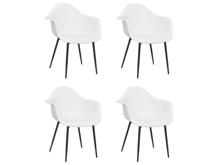 KDVXBCQJH Esszimmerstühle 4er Set Weiß Ergonomische Küchenstühle PP Ergonomische Schalenstühle für Esszimmer und Küche, pflegeleichte Kunststoffoberfläche mit stabilen Beinen aus Metall.