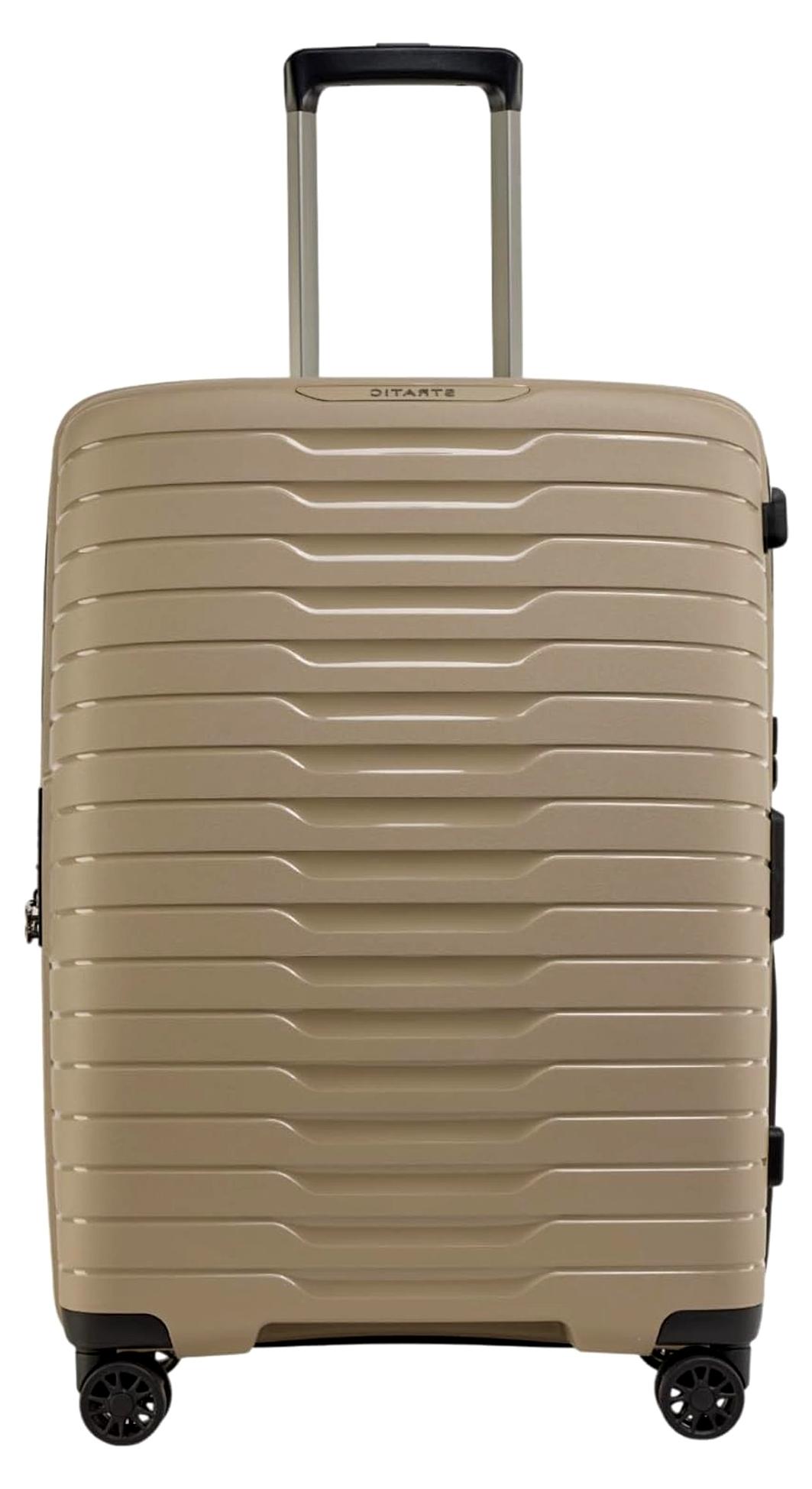 NOVIUM Hartschalenkoffer - Trolley mit 4 Rollen, TSA-Zahlenschloss, erweiterbar, aus Polypropylen, Innenfutter aus recyceltem PET, ohne Fronttasche,Größe S, Sand