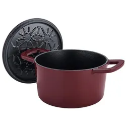 Fissler Bräter Gusseisen rund, Burgunder rot, Pfanne + Kochtopf, Rot