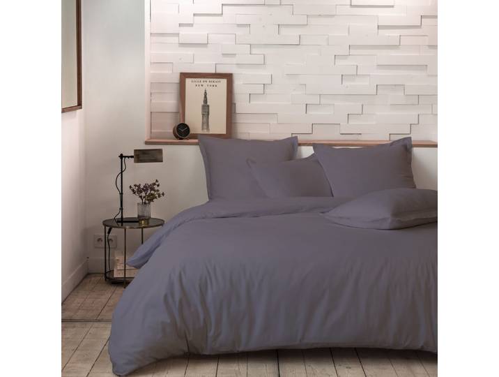 Parure housse de couette coton gris 200x200 cm