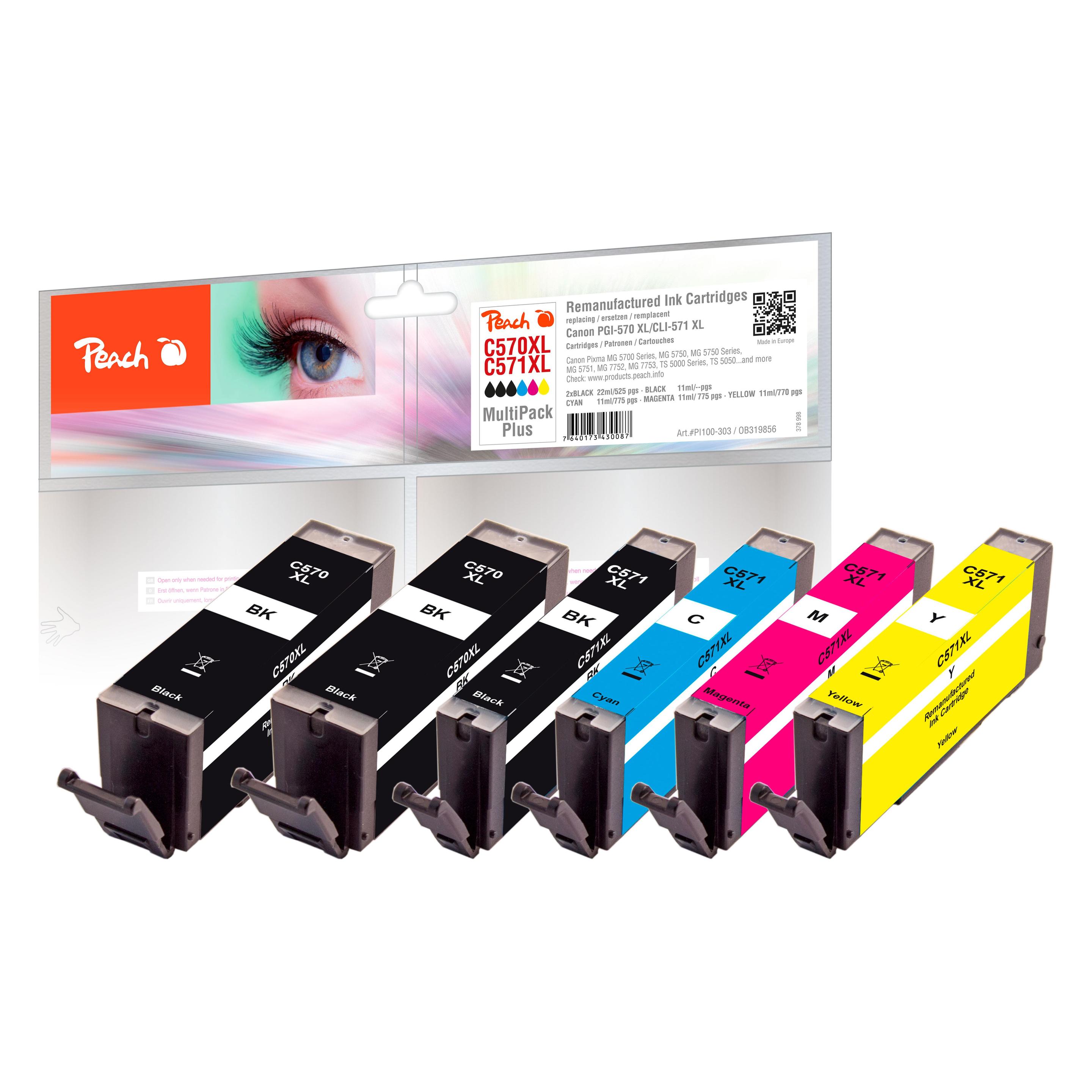 Peach Tinte komp PGI-570XL/CLI-571XL MPP PI100-303 (BK, C, M, Y) (PI100-303)