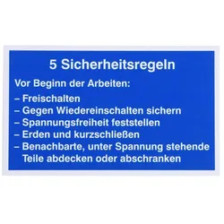 Dehn 700057 WuH-Schild 5 Sicherheitsregeln Werkstoff: Kunststoff Ersatz für Art.Nr. 700040 WHS 5 SR WHS5SR
