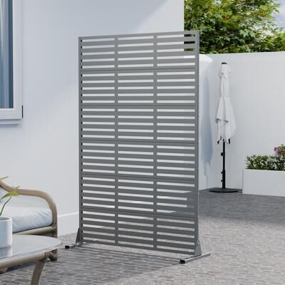 Lirago Metal Privacy Screen Freestanding Outdoor Divider Rust-Proof Galvanized Steel Decorative Fence Panel
