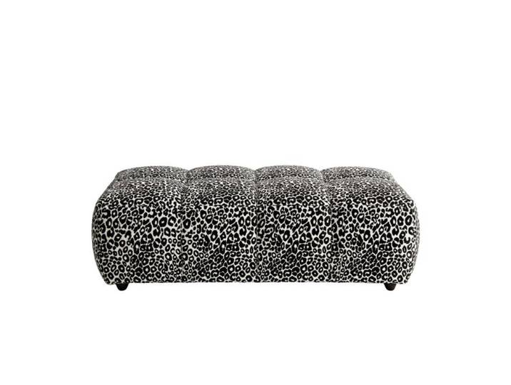 ALEXIA - Pouf en tissu imprimé animalier Blanc 120x60x40