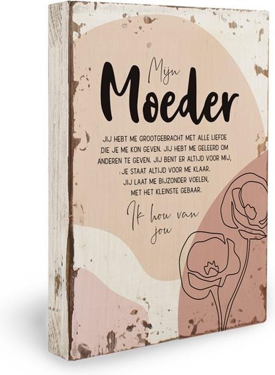 Miko Houten tekstbord Fleurige deco Moeder voor op tafel