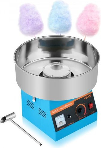 VEVOR Suikerspinmachine 1000W met RVS kom en suikerlepel, Blauw