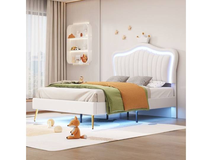 Feuille épaissie Structure de lit Nouveau lit rembourré épaissi design moderne 90 x 200 cm cadre de lit fille cadre de lit doubl