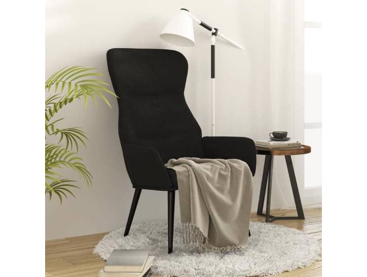 Printemps/été 2025  Chaise de relaxation SOLOMON confortable Noir Tissu - 70x77x94 cm LV2920
