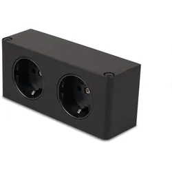 kalb   2-fach Steckdosenleiste zur Montage, 2x 230V Steckdose 140x46x62.5 mm, Anschlusskabel mit Stecker, schwarz