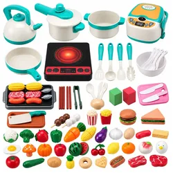 Kinderküchenset mit Herd, Töpfen, Lebensmitteln und Geräuschen, 90-teilig.