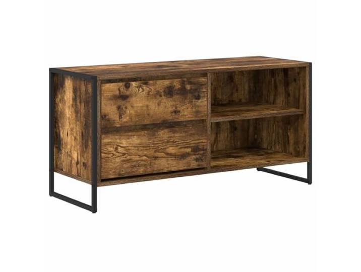 Roanoer TV-Schrank Lowboard 100x36x49,5 cm TV-Board mit Schublade Modernes TV-Lowboard in Rauchfarben für Wohnzimmer und Schlafzimmer, mit robuster Schublade und stabilen Stahlbeinen.
