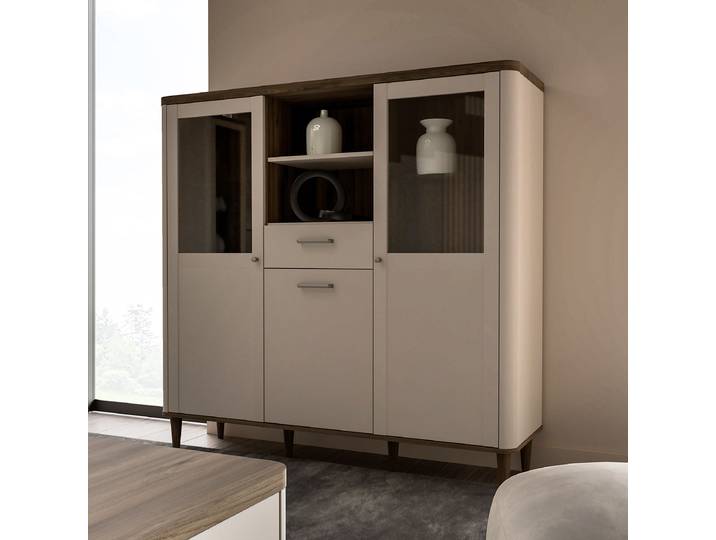 Buffet haut - Largeur 145 cm 145 x 143 x 41cm Beige/Marron