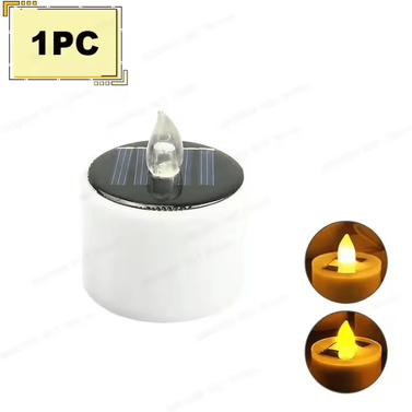 Inspire Curations Solar Tea Light Candles Waterproof Flameless LED Outdoor Lights 1pc yellowlight