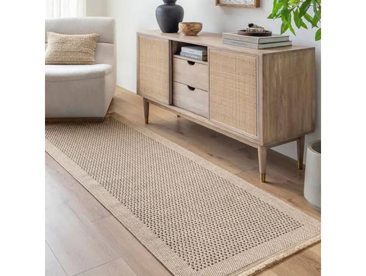 Livabliss Surya Cairns Tapis de Salon\, Salle à Manger\, Couloir - Style bohème Moderne - Motif géométrique - Doux - Scandinave - Marron et Noir - 78 x 213 cm - Grand Tapis