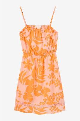 O'Neill s Alden Tropical Dropout Mini Dress in Peach Light, Size XL, Viscose