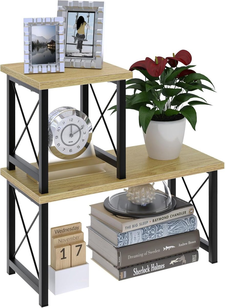 Desktop Rack Keukenblad Opbergplank met 2 Etages voor Keuken en Home Office