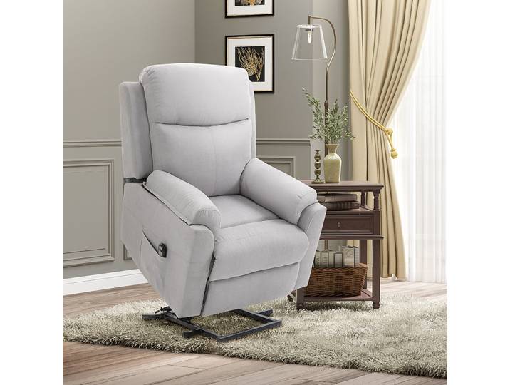 HOMCOM Fauteuil Relax Électrique Tissu Gris Lin