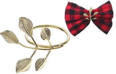 IH Casa Decor Gold Metal Leaf Napkin Ring - Set of 6