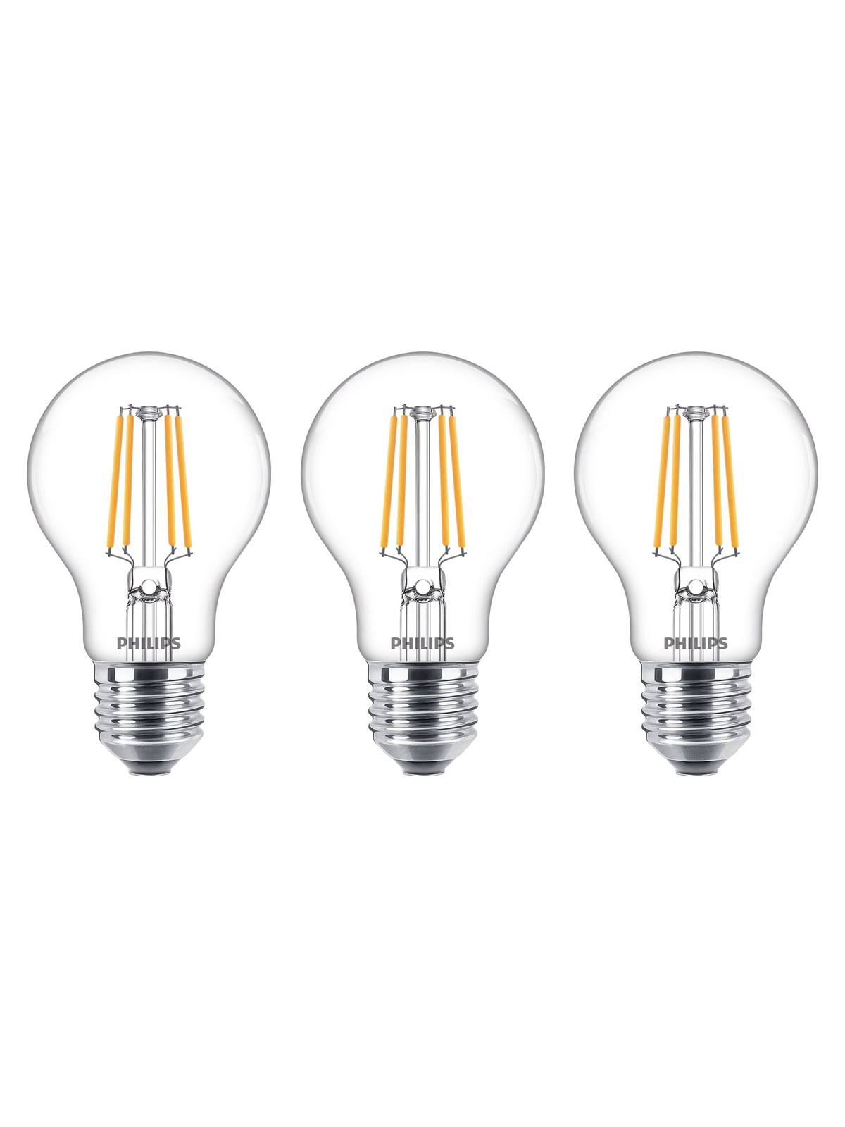 Philips LED-Lampe Classic Standard 8.5W/827 (75W) Clear 3-pack E27