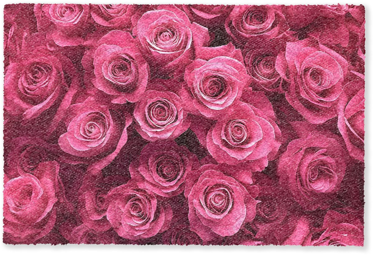 MuchoWow Deurmat Rozen Pink - Bloemendecoratie voor binnen - 60 x 40 cm