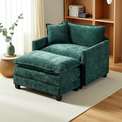 ZWYO HOSIMU 35-inch Chenille Cloud Sofa Single Seat Double Layer Cushion Ergonomic Modular Breathable Couch Living Room Bedroom