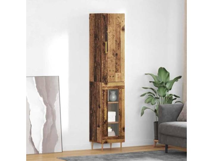 RJPLMFV Anrichte aus Holz, 2 Türen, für Wohnzimmer Geschirraufbewahrung, Innenregale, goldene Griffe, schwarze konische Füße, moderner Stil