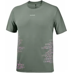 Salomon, Herren, Sportshirt, Sense Aero SS T-Shirt GFX M Castor Grey Pink Frosting (S), Pink, Grau, Grün