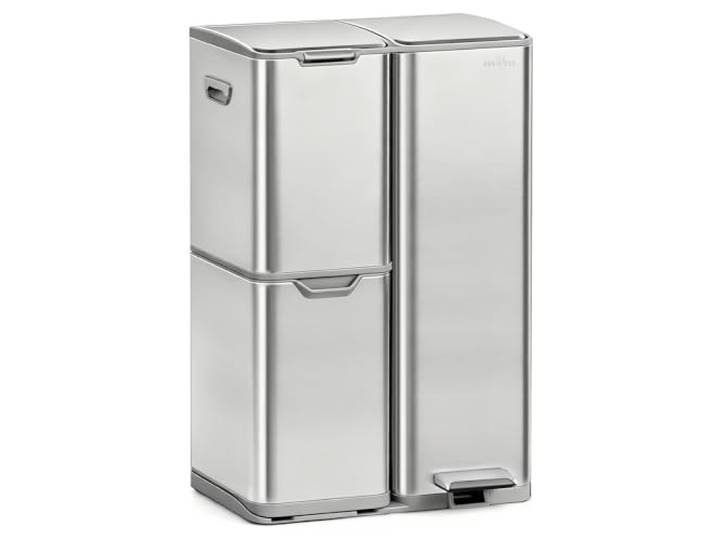 mVm Mülleimer Küche,60 Liter Treteimer,3 Fächer, Mülltrennsystem, Abfalleimer Küche mit Inneneimer aus Kunststoff,Metall,Klappdeckel, Softclose, Luftdicht
