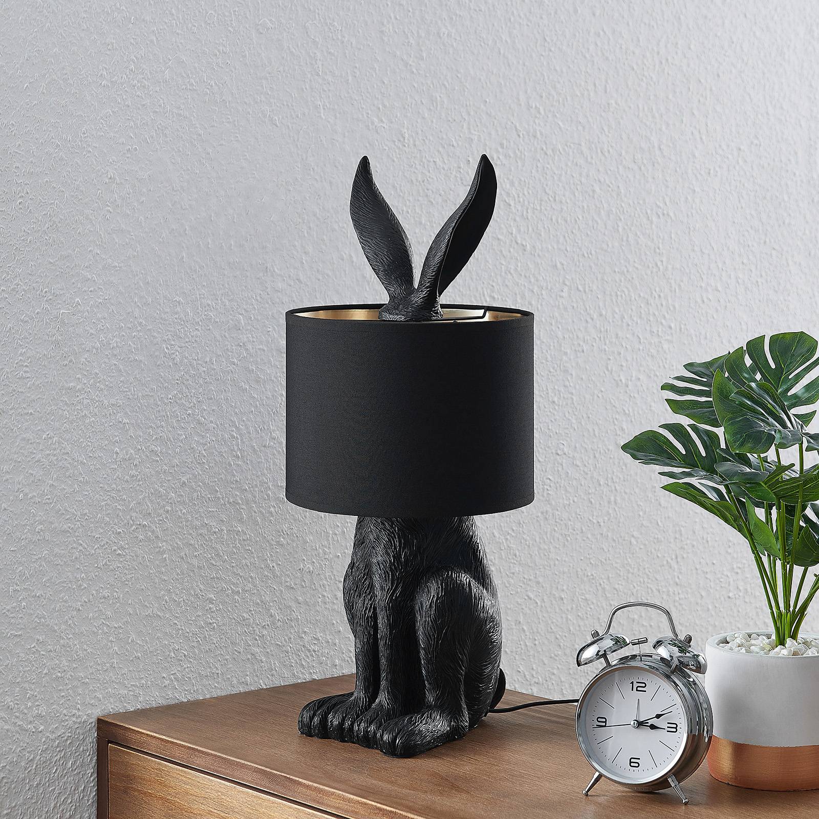 Table Lamp Lorentina Lindby, Black, Living / Dining Room, Textile / fabric / silk, Design, Table Lamp