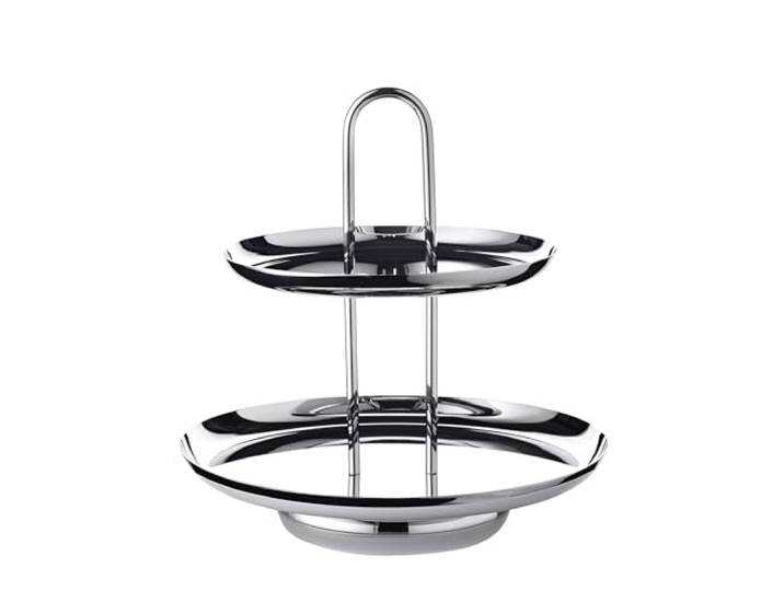 EDZARD Etagere Apus (Höhe 28 cm, 2-stöckig), Edelstahl hochglanzpoliert Tischdeko, Servierset, Geschenkidee, Partydeko, Kuchenetagere