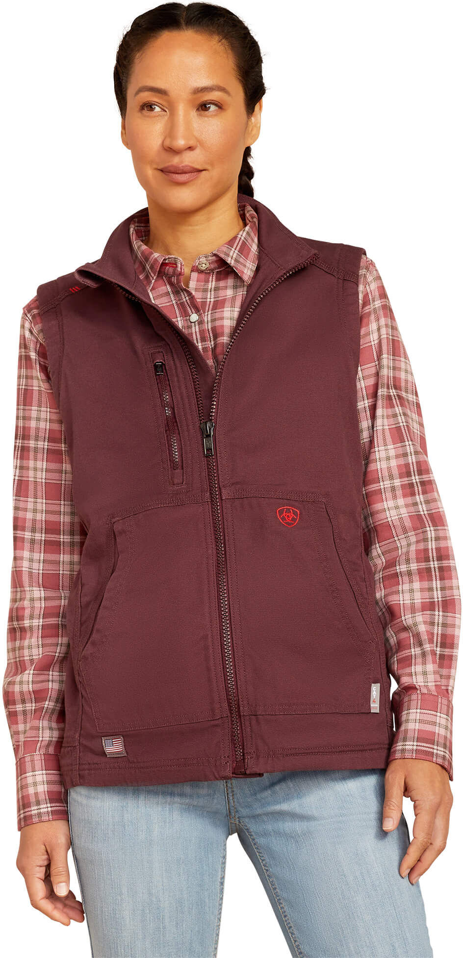 Women's Flame-Resistant DuraLight Cordura Canvas Vest in Catawba Grape, Size: 3X by Ariat