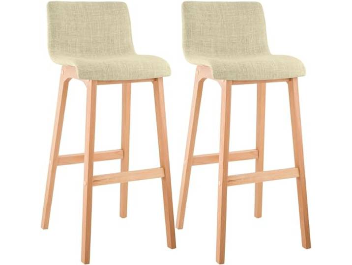 CLP Barhocker 2er Set mit Lehnen Hover, Barstühle gepolstert mit Sitzen aus Stoff, Thekenhocker mit Gestellen aus stabilem Buchenholz, Farbe: Creme