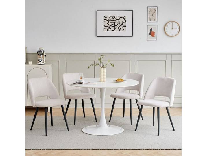 Lot de 4 chaises - HJhomeheart - chaises de salle à manger - Assise rembourrée - Beige