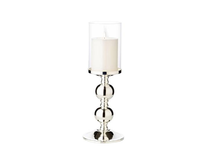 Premium Windlicht & Kerzenständer „Bamboo“ - edel versilbert und anlaufgeschützt L, Ø 13 x Höhe 35.5 cm EDZARD