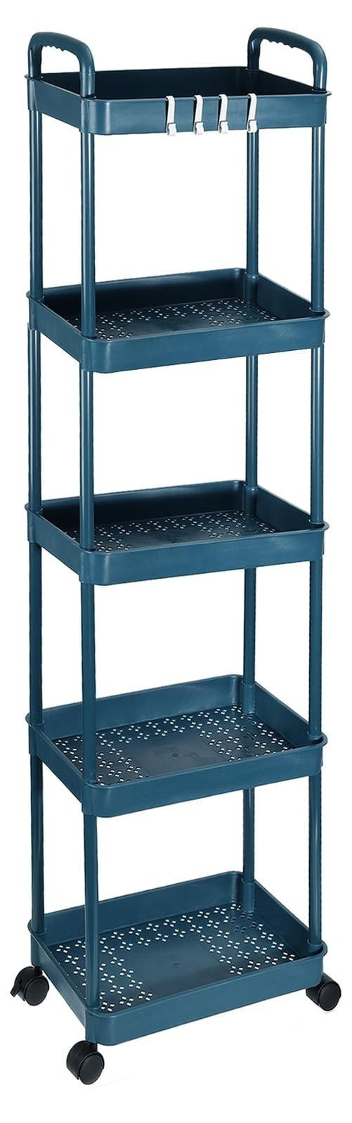 Merkloze 5-laagse trolley met wielen voor keuken, badkamer of kantoor