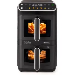 Ariete 4640 Doppel-Heissluftfritteuse vertikal, 11 Liter, 2460W, Fritteuse, Schwarz