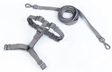 Inspire Select Macaron Adjustable Dog Harness And Leash Set Soft Nylon Pet Vest For Small & Medium Dogs gray l