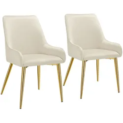 tectake Polsterstuhl Avane, Samtoptik, Belastbarkeit 120 kg - 2er Set beige
