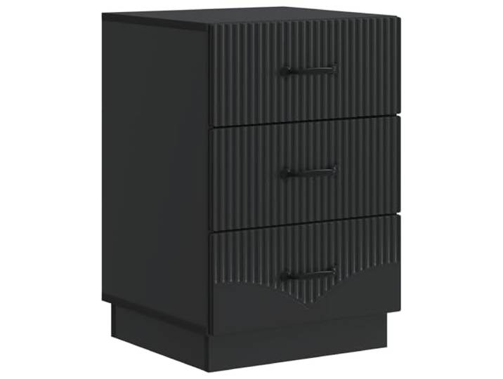 Coespram Nachttisch Schwarz 43x41x63,5 cm Holzwerkstoff mit 3 Schubladen Stilvoller Beistelltisch für Schlafzimmer und Homeoffice. Dreistöckige Aufbewahrung für Bücher und persönliche Gegenstände.