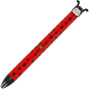 Legami Kugelschreiber Click&Clack, Marienkäfer, Gehäuse rot, Schreibfarbe schwarz/rot