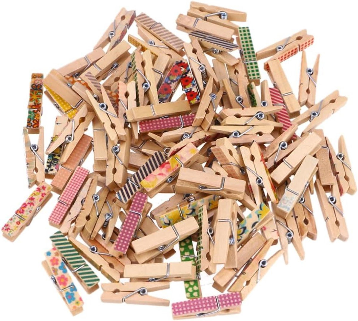 100 stuks Kleurrijke Houten Klemmen voor Decoratie en Knutselen