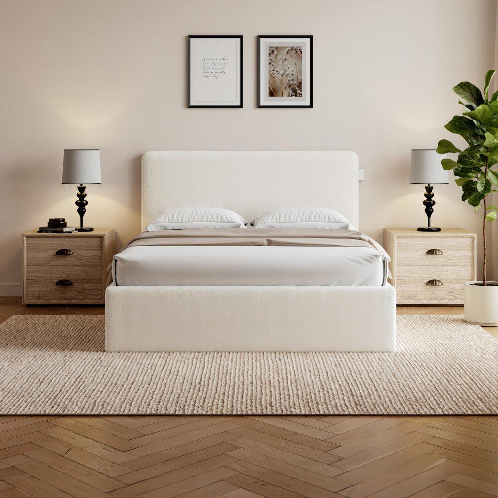 17 Stories Revaz Upholstered Ottoman Storage Bed Off-White King