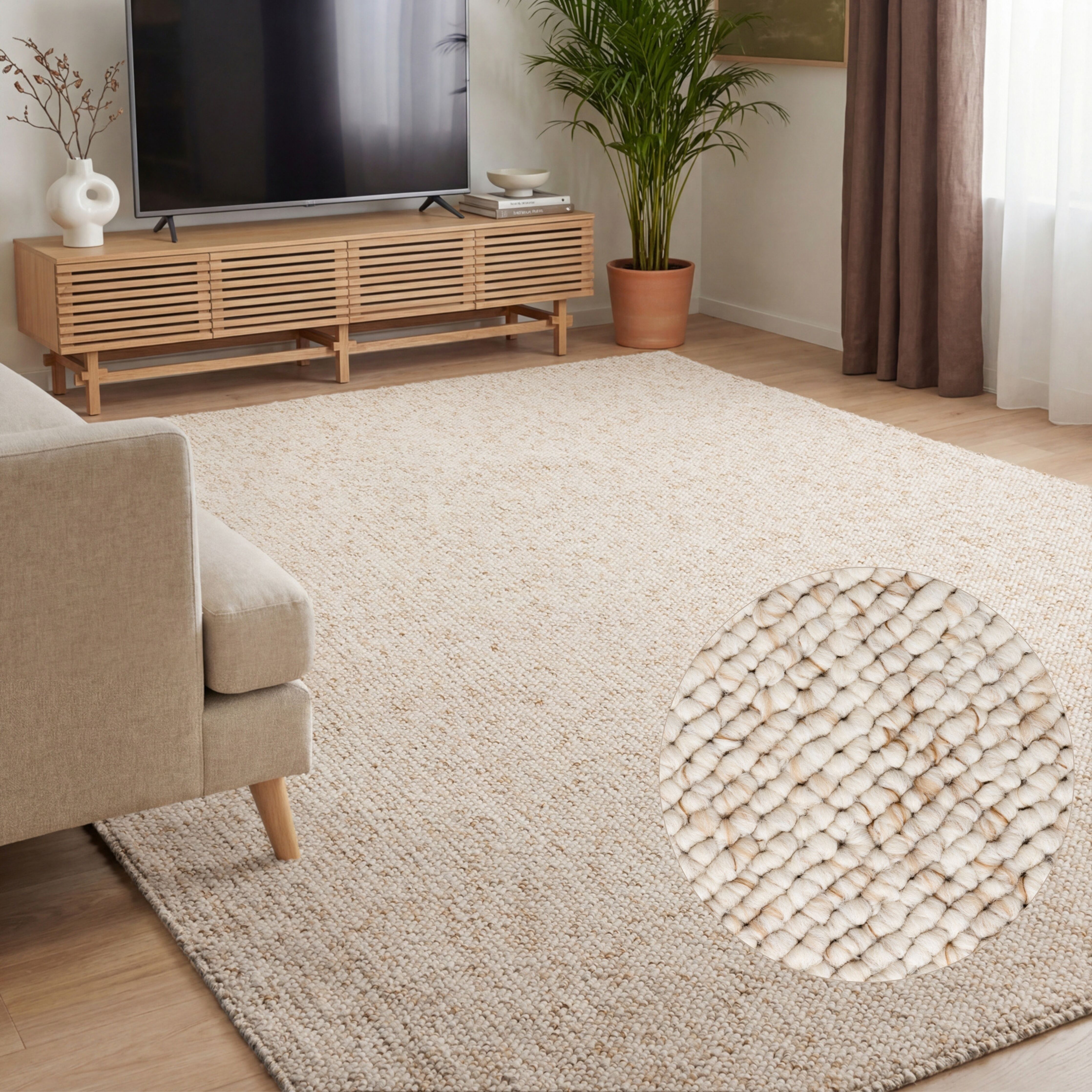 Teppich ELLE DECORATION "Rocco", beige (creme), B:160cm H:10mm L:230cm, Polypropylen, Teppiche, Teppich, Läufer, waschbar, Wohnzimmer, Esszimmer, Woll-Optik creme B : 160cm 1 Stk., 10mm, L: 230cm
