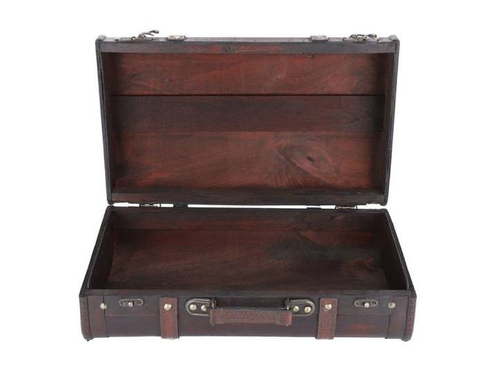 Valise en bois antique boîte de rangement décorative vintage avec loquet en laiton pour accessoires de photographie et décoration