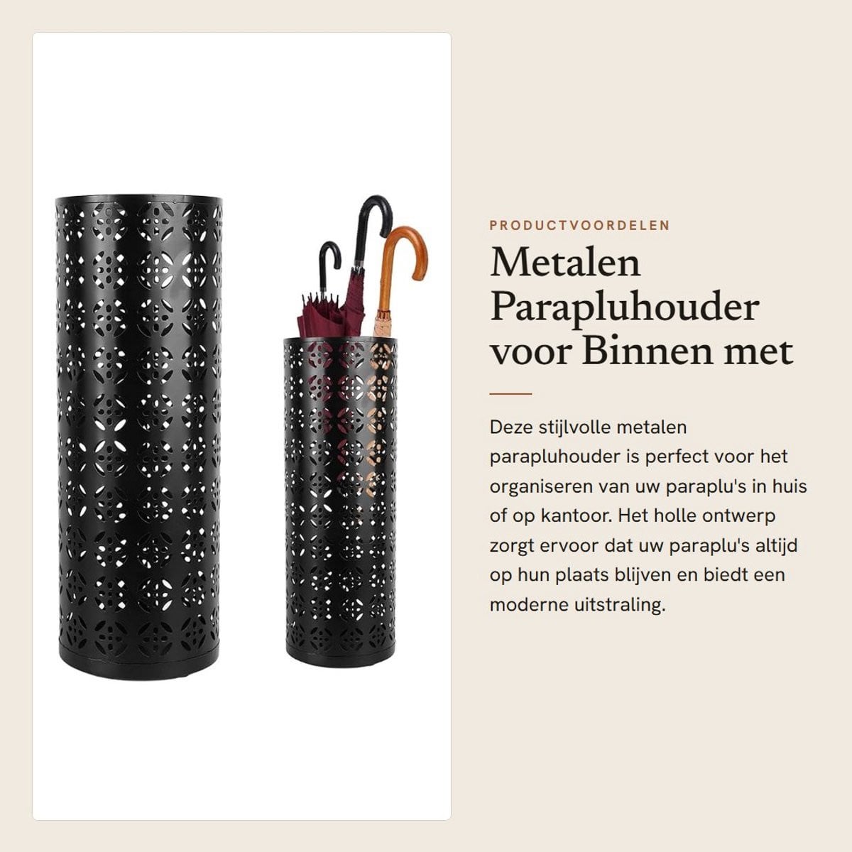 Dailygoods Compact Parapluhouder - Metalen Paraplu Rek - Ruimtebesparende Paraplubak voor de Entree