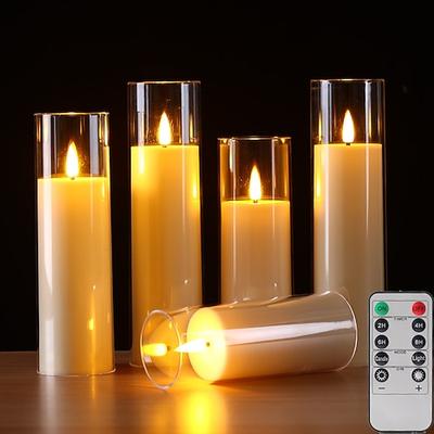 5 Stück simulierte elektronische Kerzen für Halloween und Weihnachten mit Timer-Fernbedienung, geeignet für den Innen- und Außenbereich, Terrasse, Esstisch, Versammlungen, Partys,