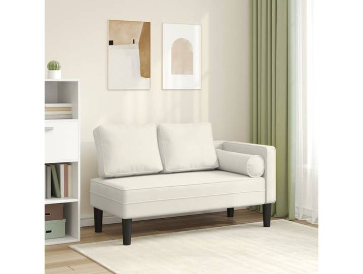 vidaXL Chaiselongue, Chaiselongue mit Kissen Creme Samt