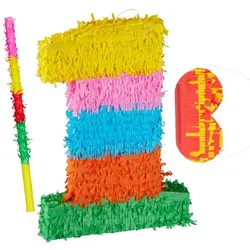 Relaxdays 3-teiliges Pinata Set Zahl 1 Gelb,Grün,Rot