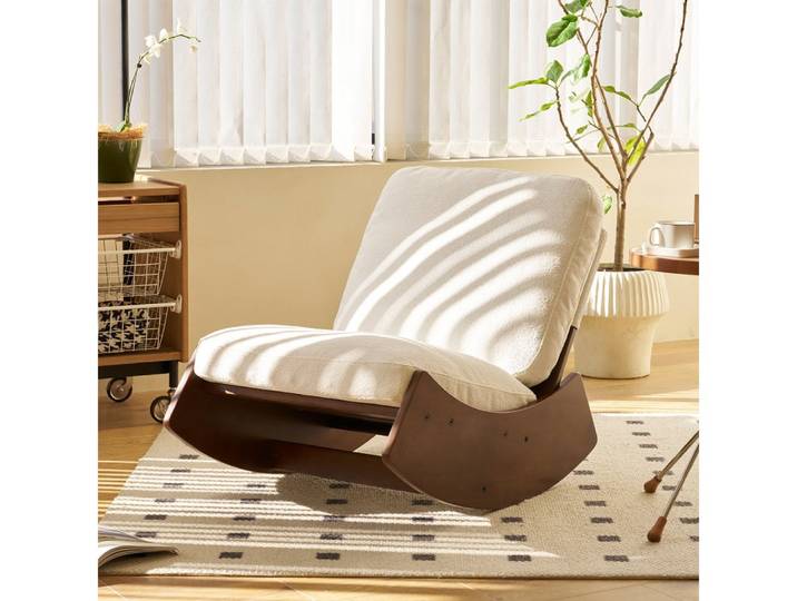 BBWL Schaukelstuhl mit Gleitfunktion gepolstert Cordstoff Massivholzrahmen ergonomisch, bequem Relaxstuhl für Wohnzimmer Schlafzimmer Stillzimmer